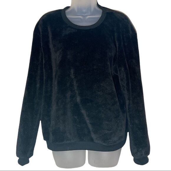 Cold Crush Tops - Cold Crush Black Sparkly Glitter Plush Fleece Sweatshirt Large